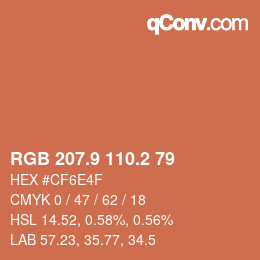カラーコード: RGB 207.9 110.2 79 | qconv.com
