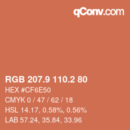 カラーコード: RGB 207.9 110.2 80 | qconv.com
