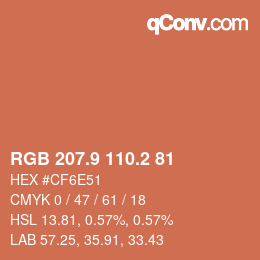 Farbcode: RGB 207.9 110.2 81 | qconv.com