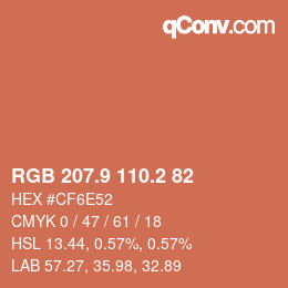 Color code: RGB 207.9 110.2 82 | qconv.com
