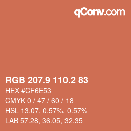 カラーコード: RGB 207.9 110.2 83 | qconv.com