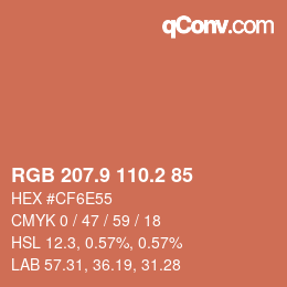 Color code: RGB 207.9 110.2 85 | qconv.com