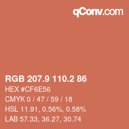 Color code: RGB 207.9 110.2 86 | qconv.com