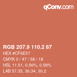 カラーコード: RGB 207.9 110.2 87 | qconv.com