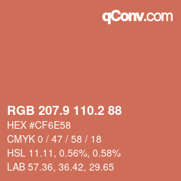 カラーコード: RGB 207.9 110.2 88 | qconv.com