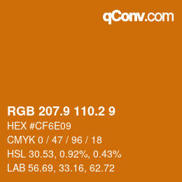 Color code: RGB 207.9 110.2 9 | qconv.com