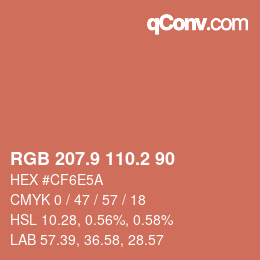 Color code: RGB 207.9 110.2 90 | qconv.com