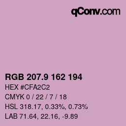 カラーコード: RGB 207.9 162 194 | qconv.com