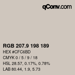カラーコード: RGB 207.9 198 189 | qconv.com
