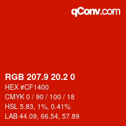 カラーコード: RGB 207.9 20.2 0 | qconv.com
