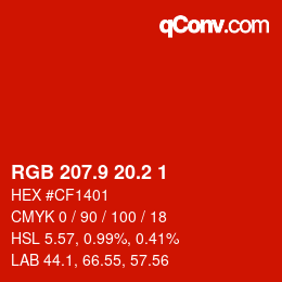 カラーコード: RGB 207.9 20.2 1 | qconv.com