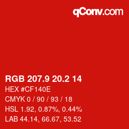 カラーコード: RGB 207.9 20.2 14 | qconv.com