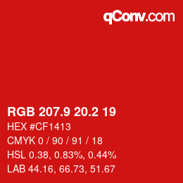 カラーコード: RGB 207.9 20.2 19 | qconv.com