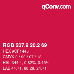 カラーコード: RGB 207.9 20.2 69 | qconv.com