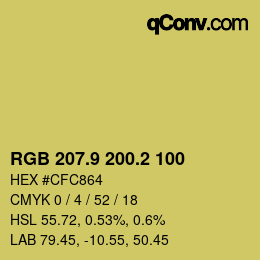 カラーコード: RGB 207.9 200.2 100 | qconv.com