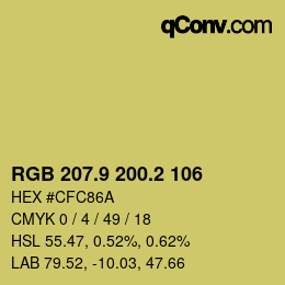 カラーコード: RGB 207.9 200.2 106 | qconv.com