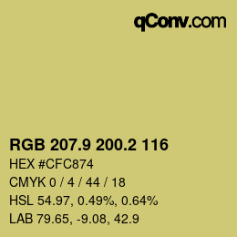 カラーコード: RGB 207.9 200.2 116 | qconv.com