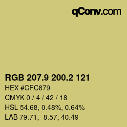 カラーコード: RGB 207.9 200.2 121 | qconv.com