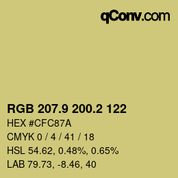 カラーコード: RGB 207.9 200.2 122 | qconv.com