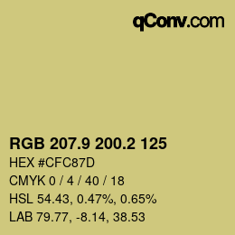 カラーコード: RGB 207.9 200.2 125 | qconv.com