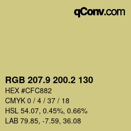 Color code: RGB 207.9 200.2 130 | qconv.com