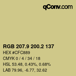Código de color: RGB 207.9 200.2 137 | qconv.com