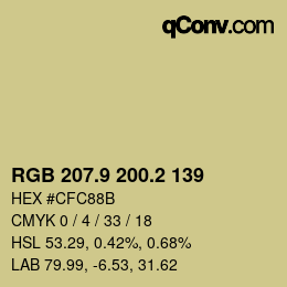 Color code: RGB 207.9 200.2 139 | qconv.com
