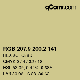 Color code: RGB 207.9 200.2 141 | qconv.com