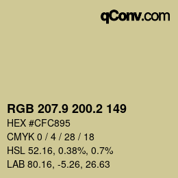 Color code: RGB 207.9 200.2 149 | qconv.com