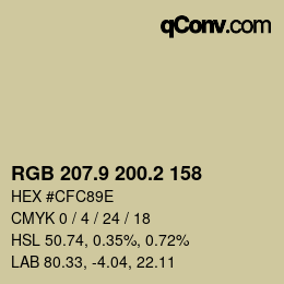 Código de color: RGB 207.9 200.2 158 | qconv.com