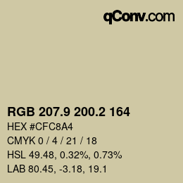 カラーコード: RGB 207.9 200.2 164 | qconv.com