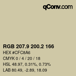 Color code: RGB 207.9 200.2 166 | qconv.com
