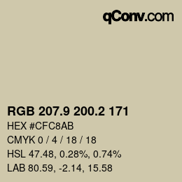 Code couleur: RGB 207.9 200.2 171 | qconv.com