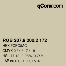 Farbcode: RGB 207.9 200.2 172 | qconv.com