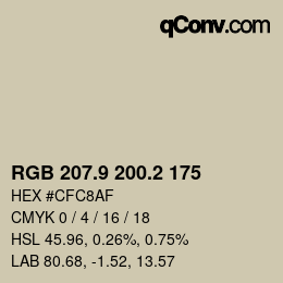 Code couleur: RGB 207.9 200.2 175 | qconv.com