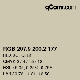Color code: RGB 207.9 200.2 177 | qconv.com