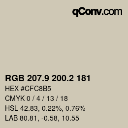 Color code: RGB 207.9 200.2 181 | qconv.com