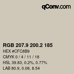 Color code: RGB 207.9 200.2 185 | qconv.com
