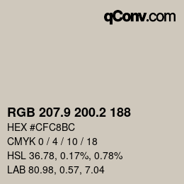 Color code: RGB 207.9 200.2 188 | qconv.com