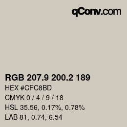 Color code: RGB 207.9 200.2 189 | qconv.com