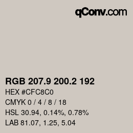 Color code: RGB 207.9 200.2 192 | qconv.com