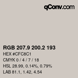 カラーコード: RGB 207.9 200.2 193 | qconv.com