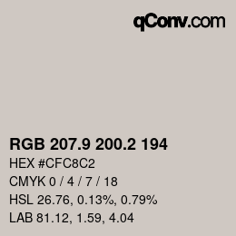 Color code: RGB 207.9 200.2 194 | qconv.com