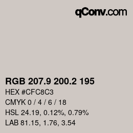 Farbcode: RGB 207.9 200.2 195 | qconv.com