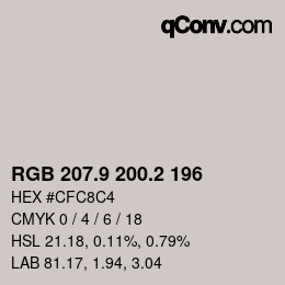 Farbcode: RGB 207.9 200.2 196 | qconv.com