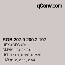 Color code: RGB 207.9 200.2 197 | qconv.com
