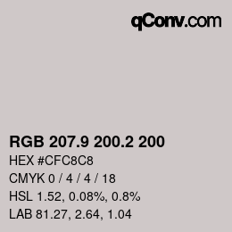 Color code: RGB 207.9 200.2 200 | qconv.com