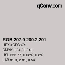 Color code: RGB 207.9 200.2 201 | qconv.com