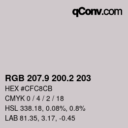 カラーコード: RGB 207.9 200.2 203 | qconv.com