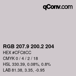 Color code: RGB 207.9 200.2 204 | qconv.com